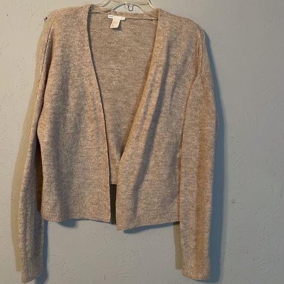 XS H & M Basic tan beige long sleeve open front knit cardigan sweater - Picture 8 of 13